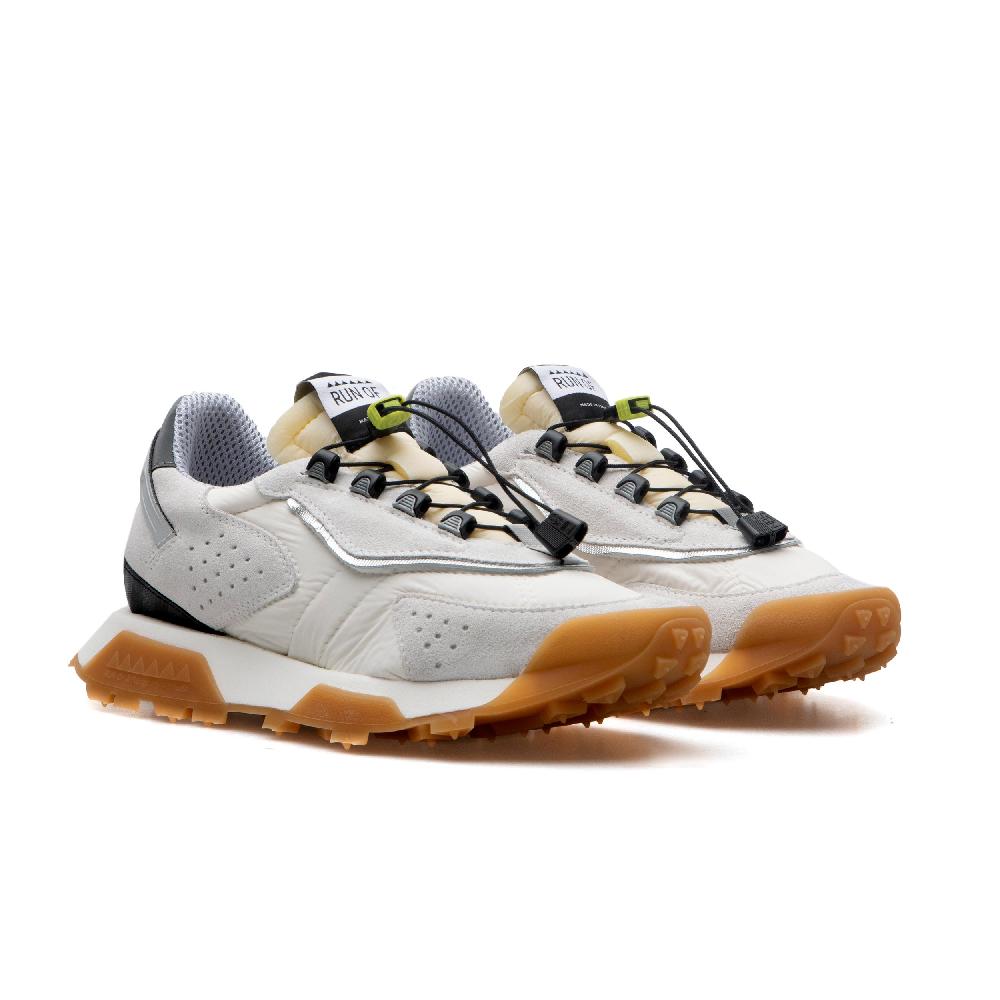 RUN OF Path sneakers in pelle scamosciata bianca e nylon con sistema di chiusura rapida Promozione Limitata