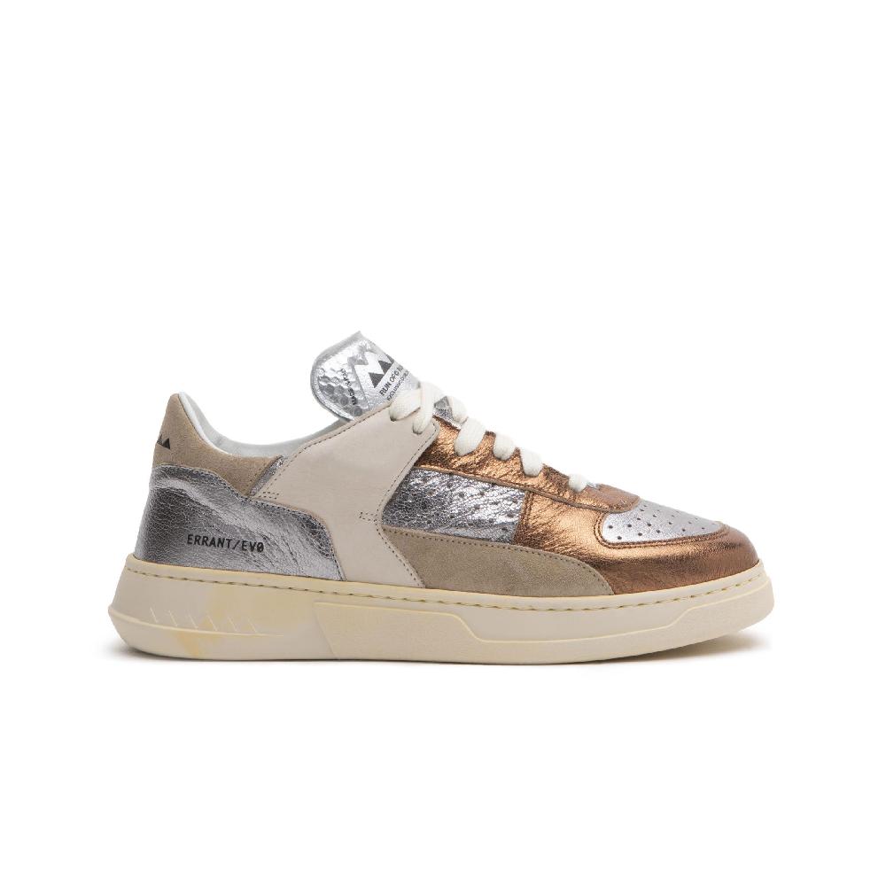RUN OF Bronze sneakers in pelle colorata metallizzata e pelle scamosciata Prezzo Ridotto