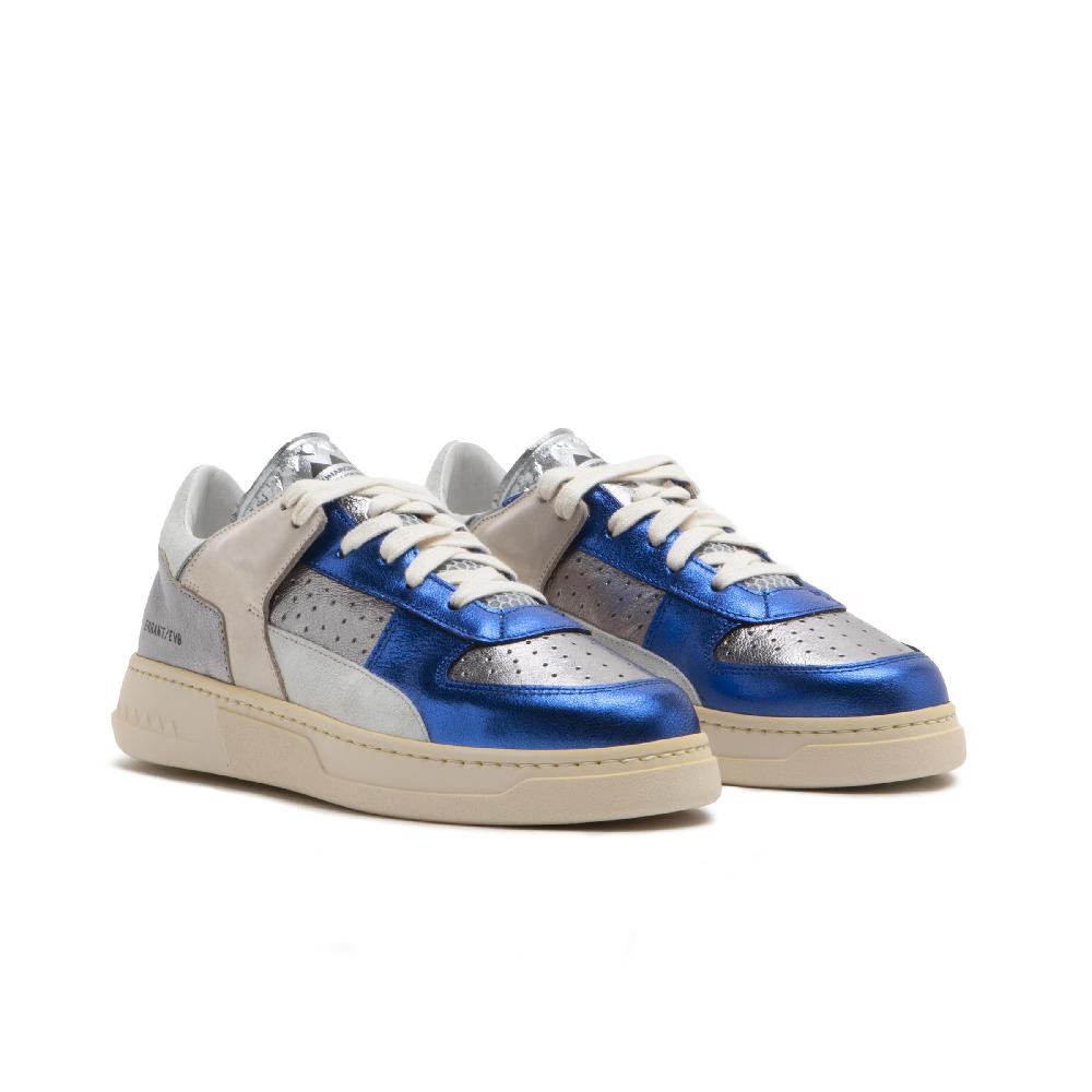 RUN OF Key sneakers in pelle colorata metallizzata e pelle scamosciata Sottocosto
