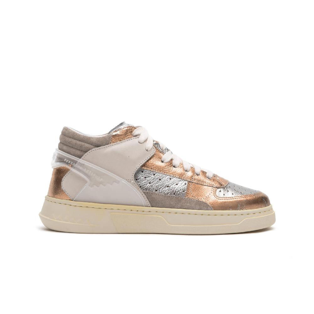 RUN OF Bronze Mid sneakers mid in pelle di colori metallizzati Novità