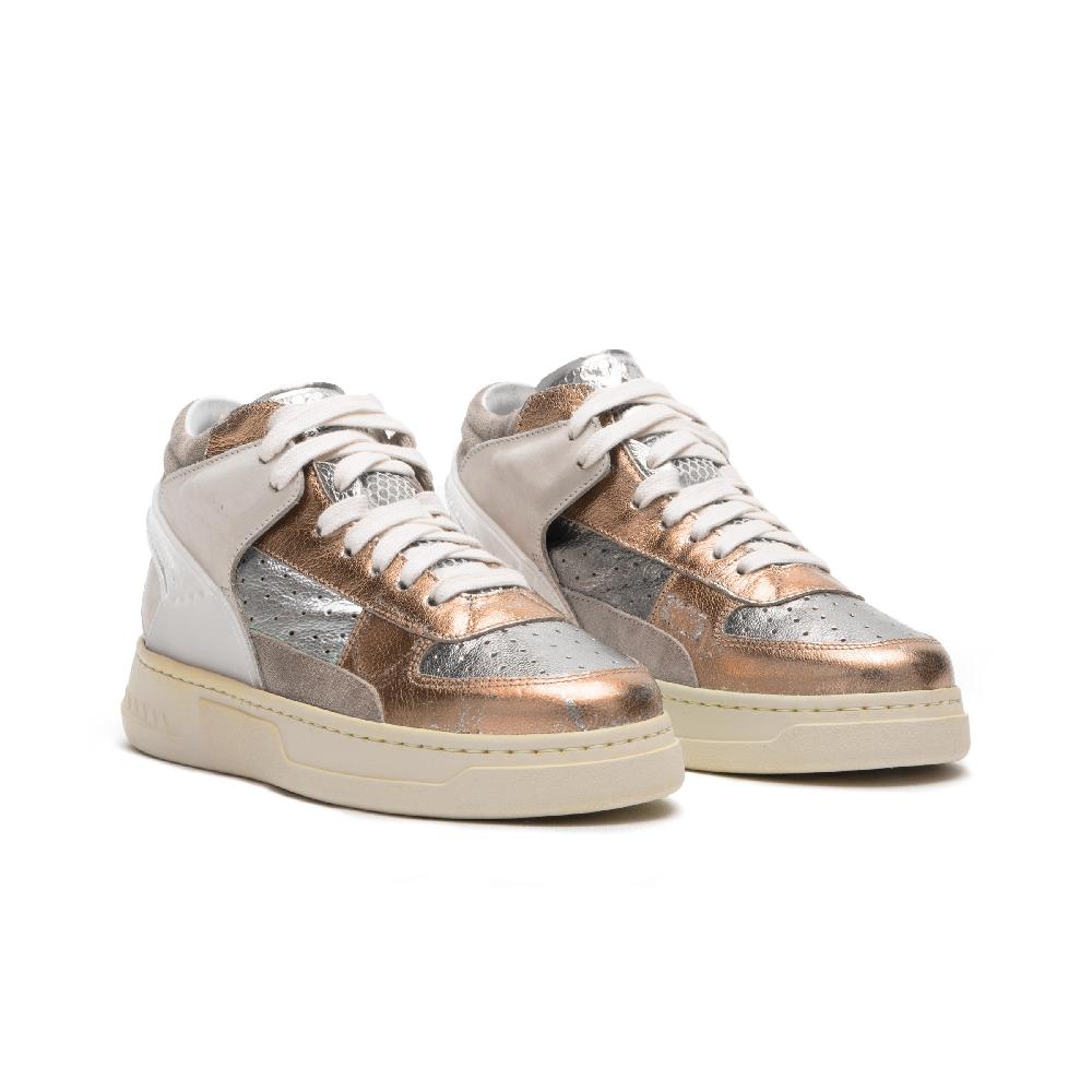 RUN OF Bronze Mid sneakers mid in pelle di colori metallizzati Novità