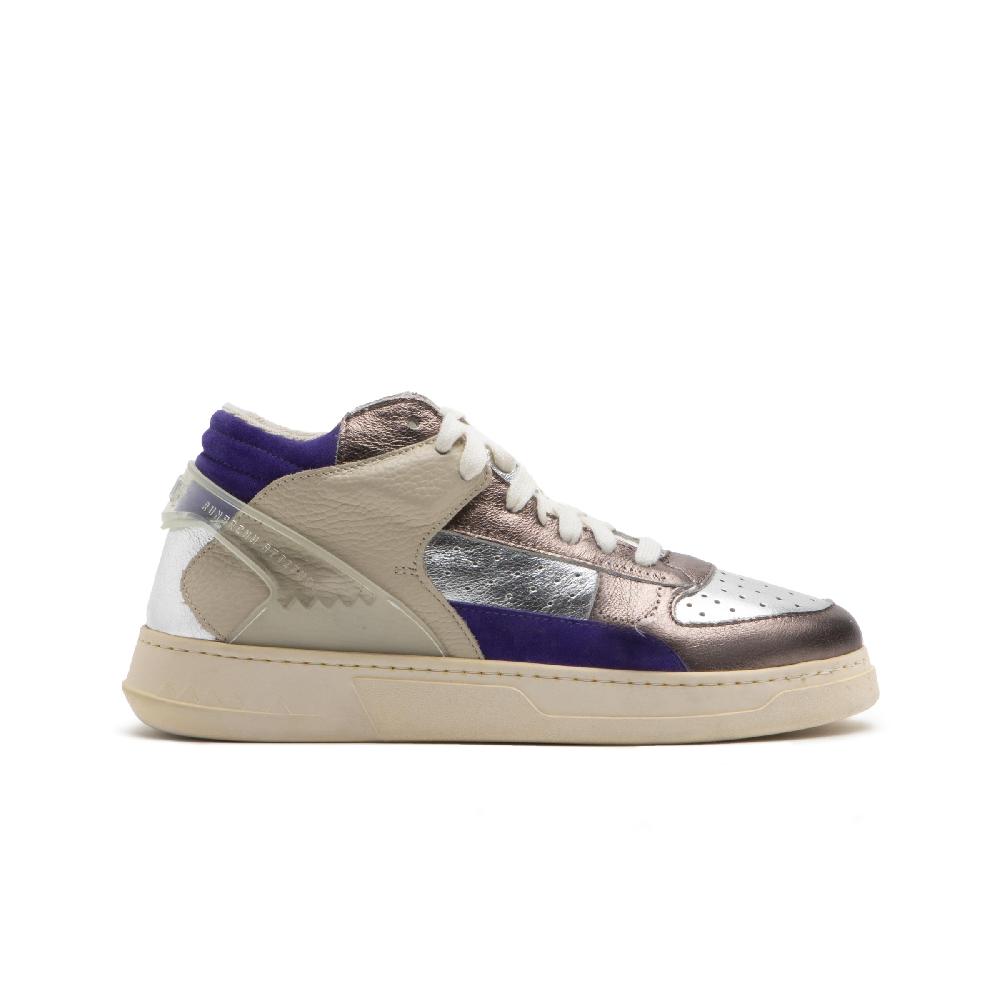 RUN OF Metal Punk sneakers mid in pelle di colori metallizzati Sconto