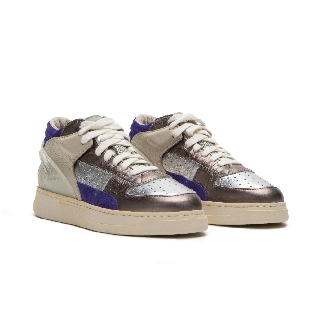 RUN OF Metal Punk sneakers mid in pelle di colori metallizzati Sconto