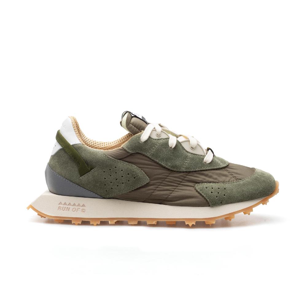 RUN OF Bosco sneakers in pelle scamosciata e nylon verde militare Online
