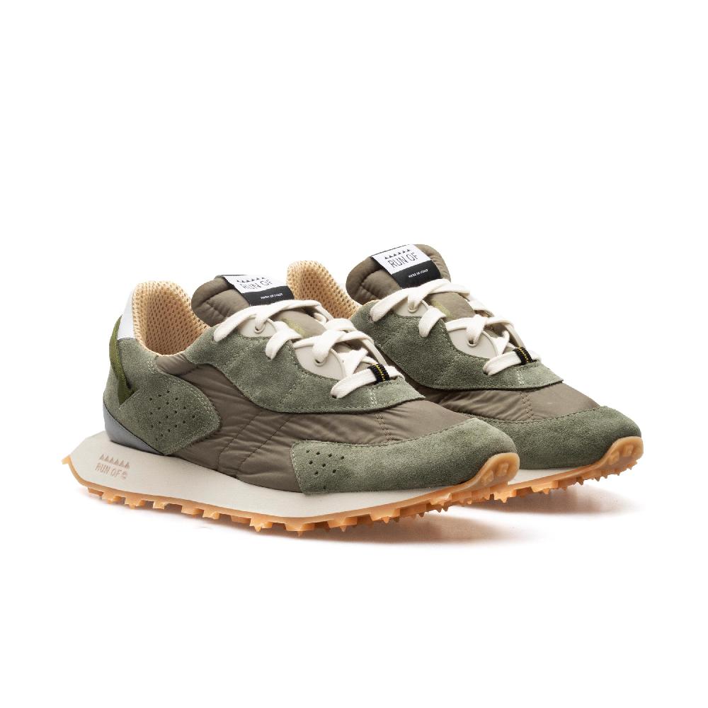 RUN OF Bosco sneakers in pelle scamosciata e nylon verde militare Online