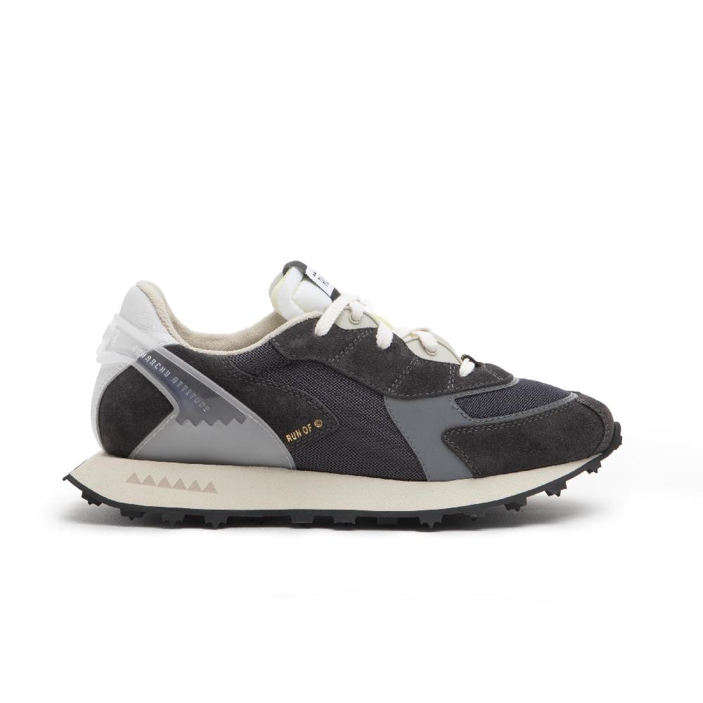 RUN OF sneakers Grau in pelle e rete con talloncino in pelle Nuova