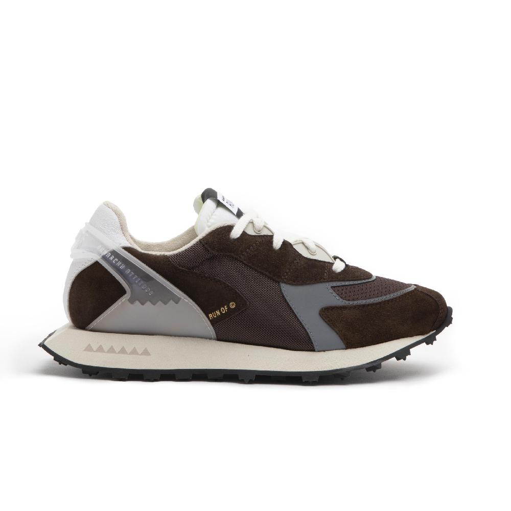 RUN OF sneakers Braun in pelle e rete con talloncino in pelle Pezzi Unici