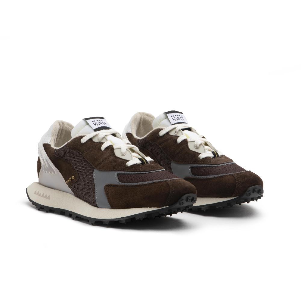 RUN OF sneakers Braun in pelle e rete con talloncino in pelle Pezzi Unici