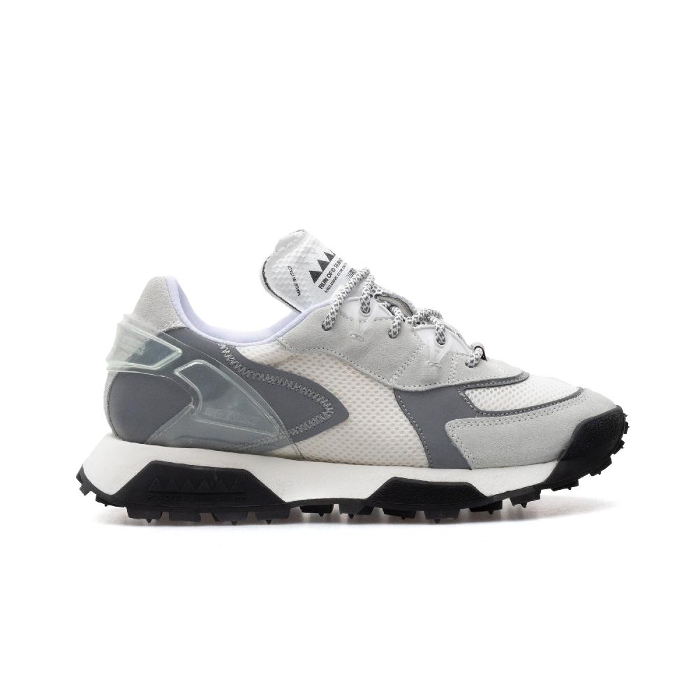 RUN OF R-White sneakers in pelle scamosciata grigio chiaro e mesh bianco Consegna Veloce