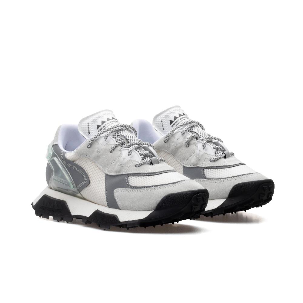RUN OF R-White sneakers in pelle scamosciata grigio chiaro e mesh bianco Consegna Veloce
