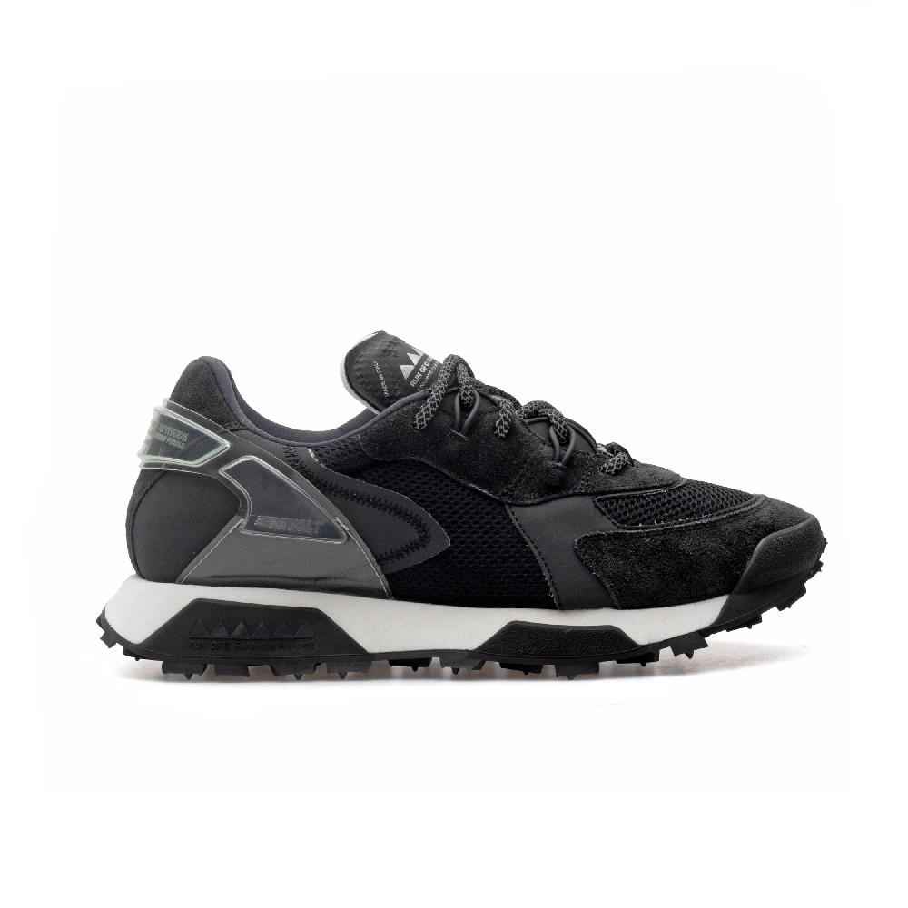 RUN OF R-Black sneakers in pelle scamosciata nera e mesh nero Promozione Limitata