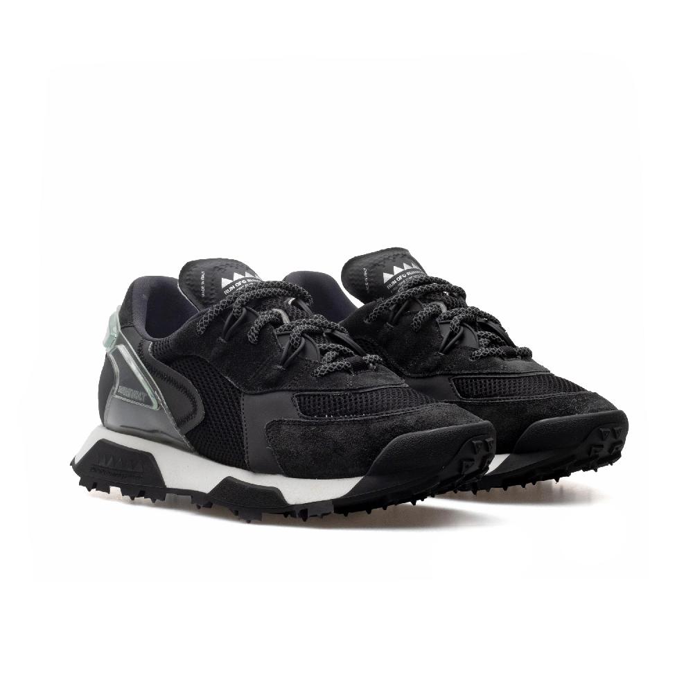 RUN OF R-Black sneakers in pelle scamosciata nera e mesh nero Promozione Limitata