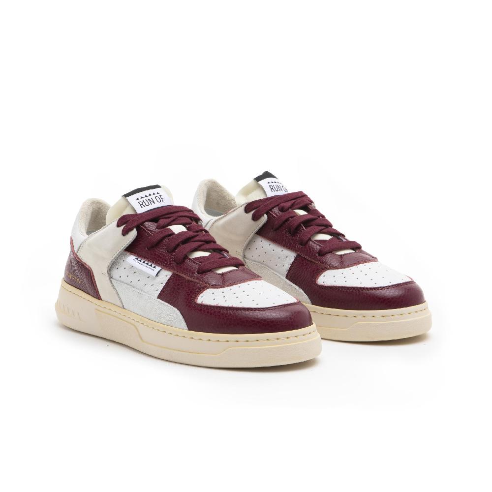 RUN OF Detroit/Three sneakers in pelle bordeaux e bianca | % Affare Del Giorno