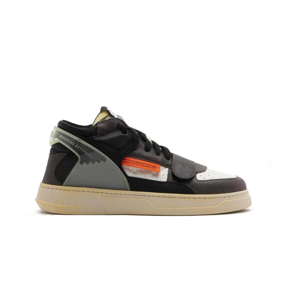 RUN OF Legend/One sneakers mid in pelle bianca e grigio scuro Convenienza