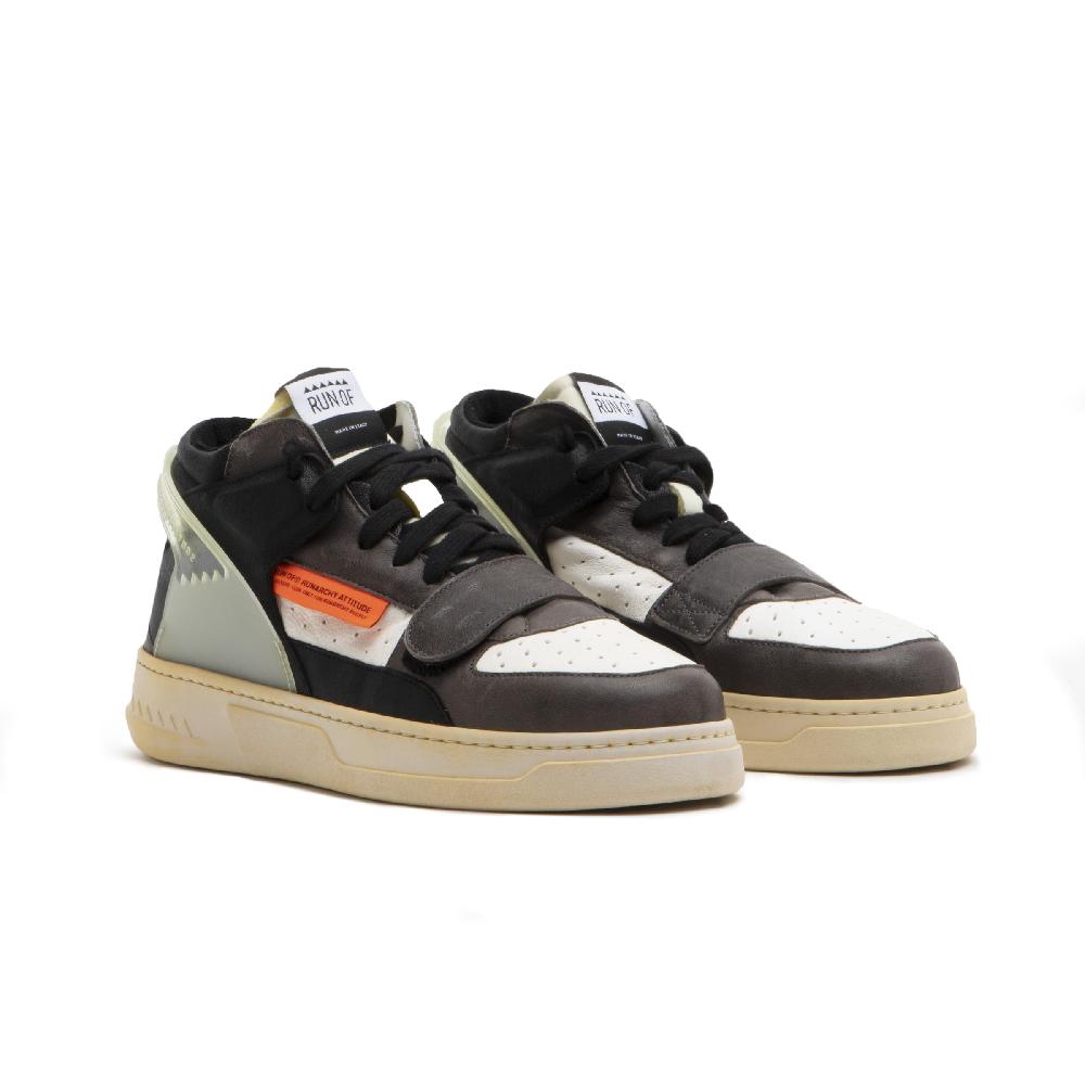 RUN OF Legend/One sneakers mid in pelle bianca e grigio scuro Convenienza