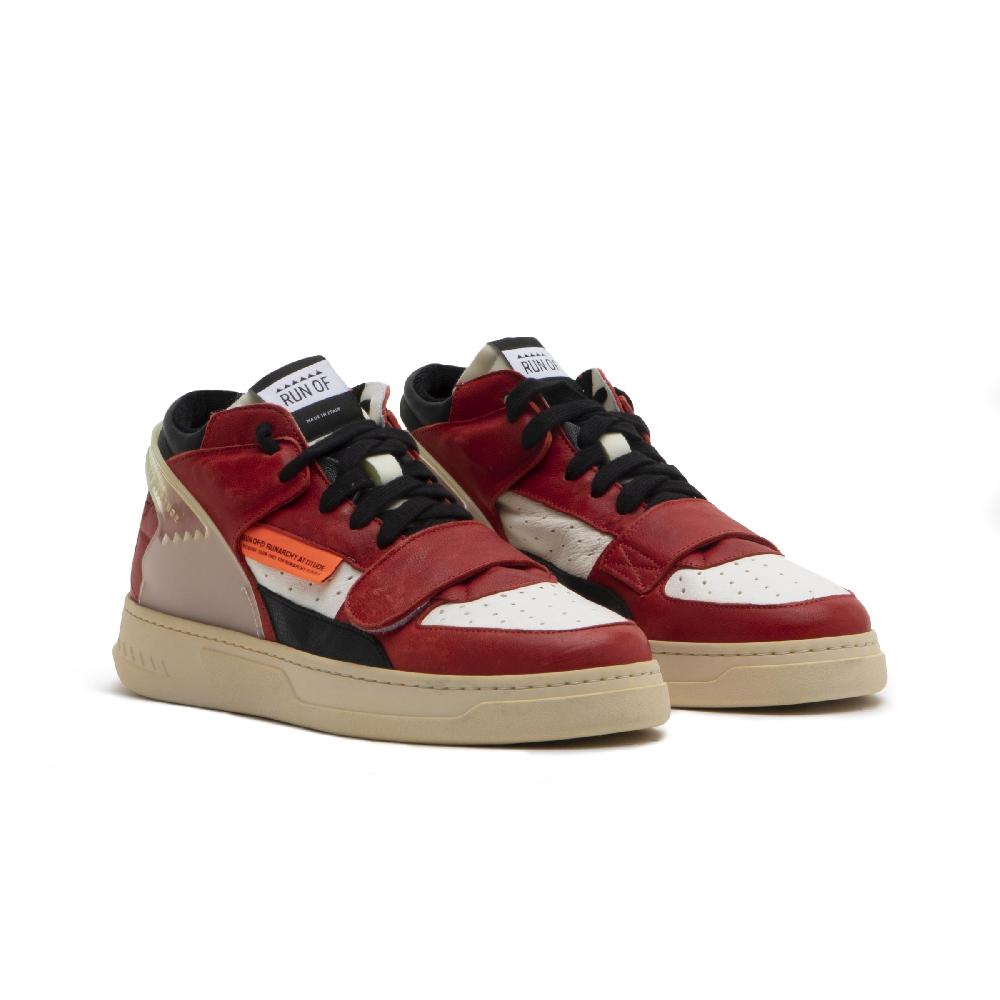 RUN OF Legend/Two sneakers medie in pelle bianca e rossa Novità