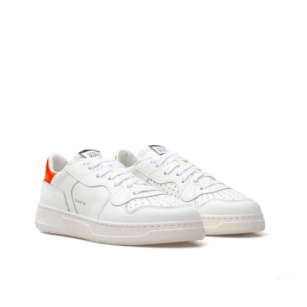 RUN OF Classic AF1 sneakers in pelle bianca con talloncino in pelle arancione Offerta