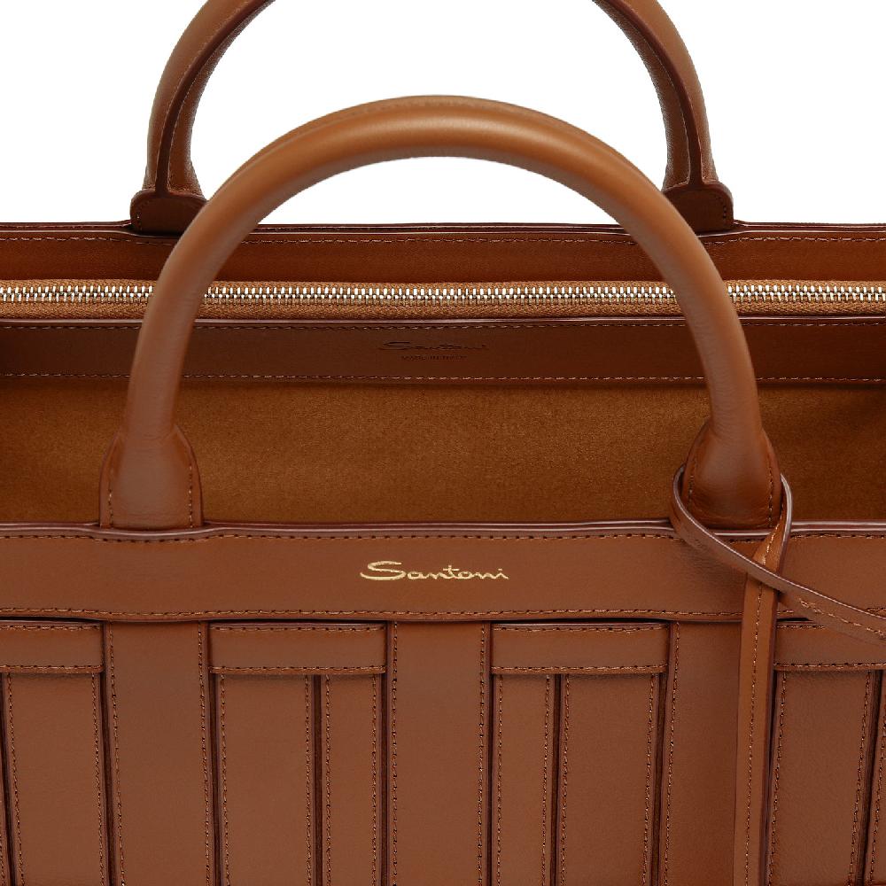 Santoni Borsa Beyond a mano in pelle marrone Hotsell