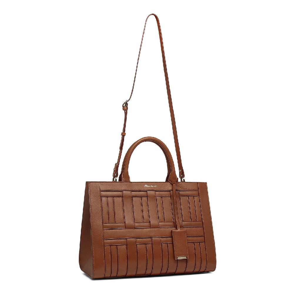 Santoni Borsa Beyond a mano in pelle marrone Hotsell