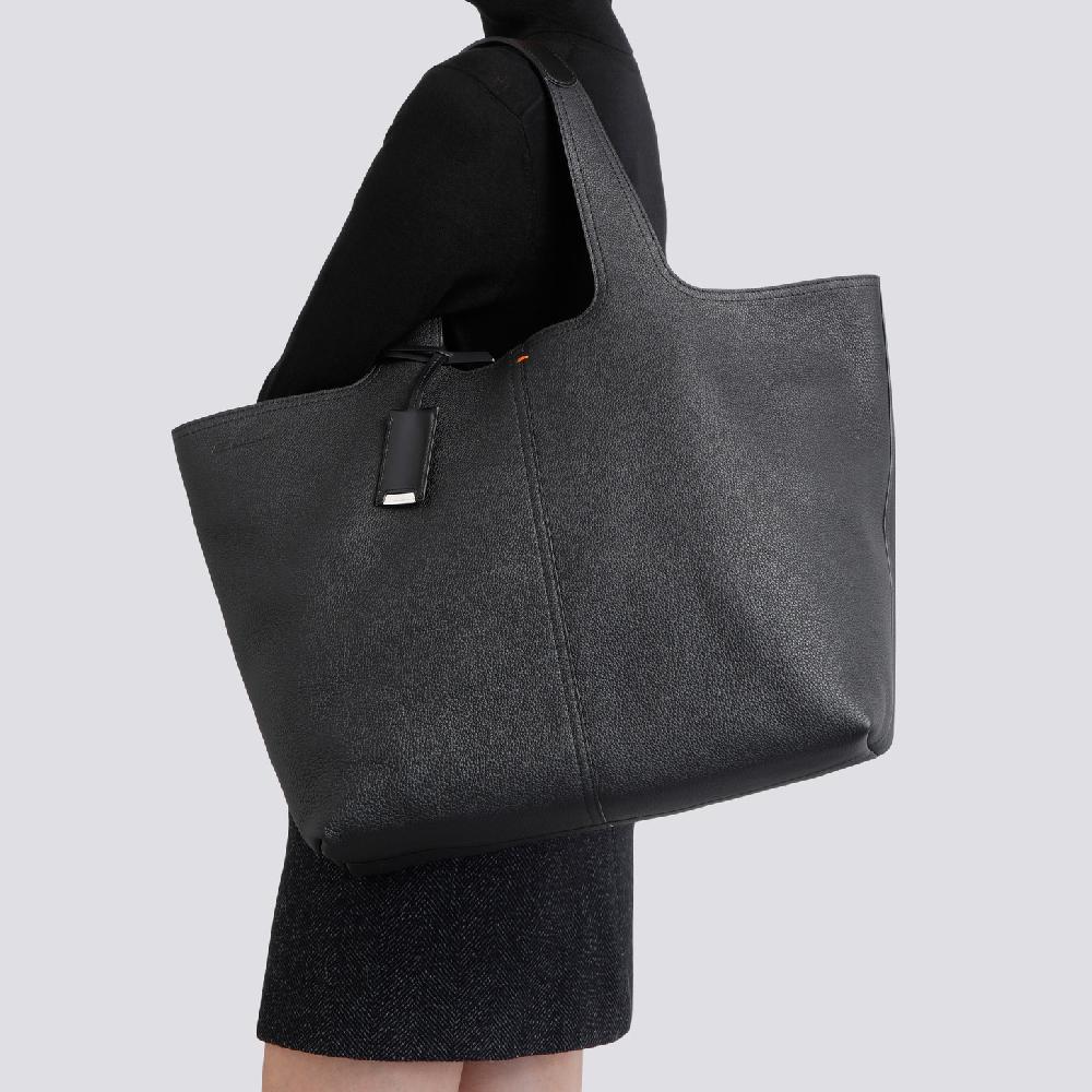 Santoni Borsa in pelle bottalata nera Vendite Flash