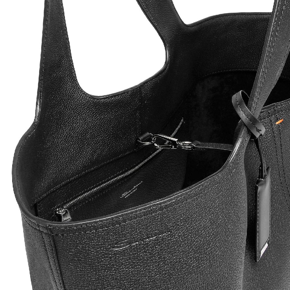 Santoni Borsa in pelle bottalata nera Vendite Flash