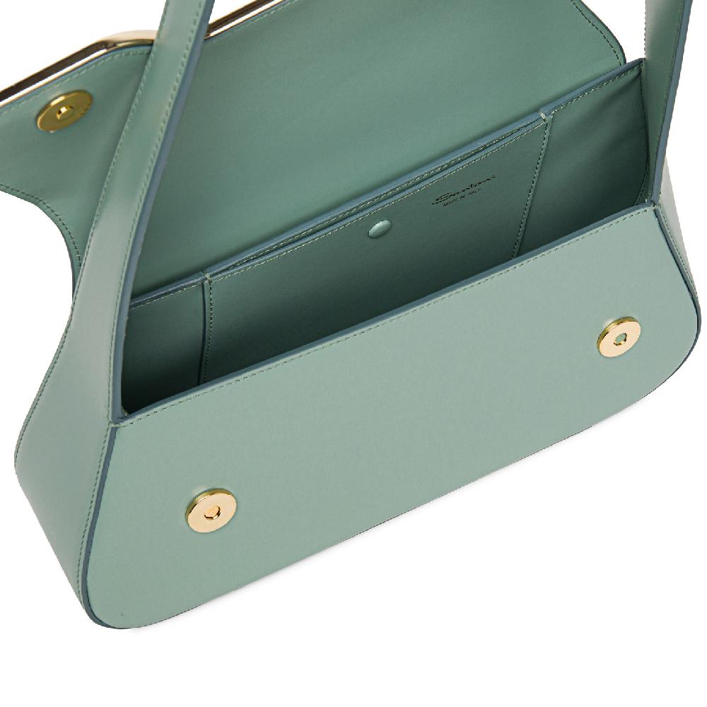 Santoni Borsa ThePluto in pelle verde acqua Moda
