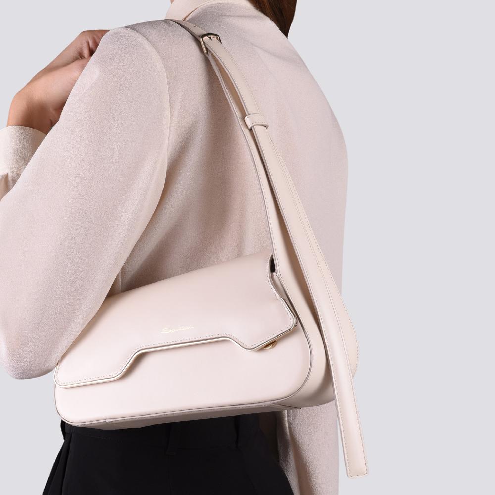 Santoni Borsa ThePluto in pelle bianca 2025