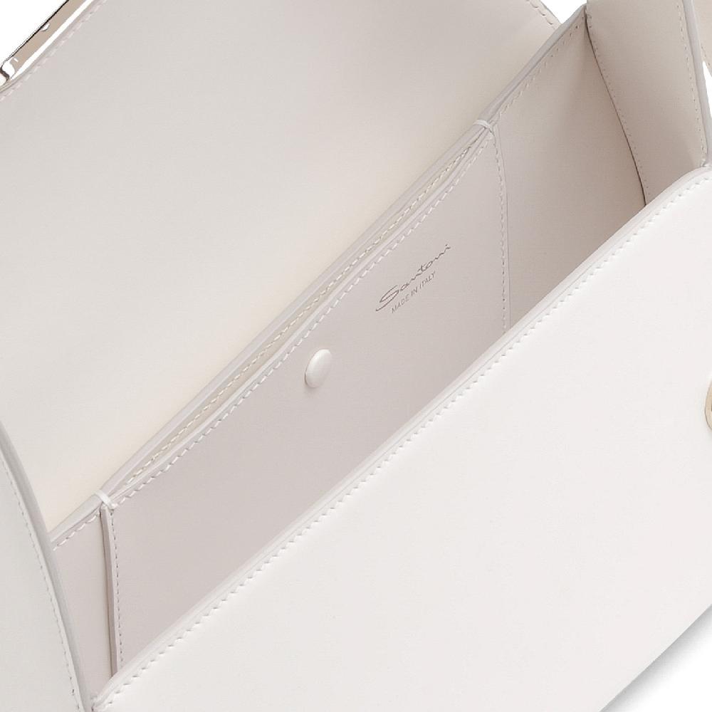 Santoni Borsa ThePluto in pelle bianca 2025