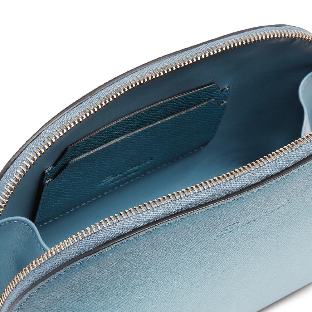 Santoni Pouch in Saffiano azzurro Italy