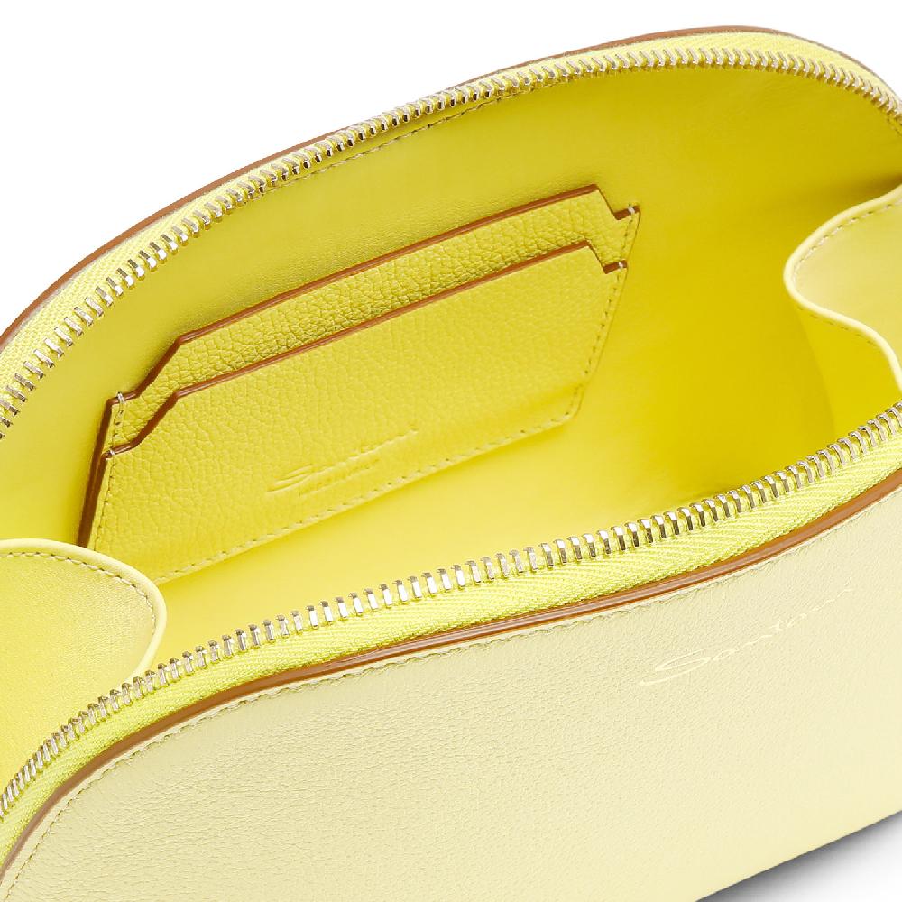 Santoni Pouch in pelle bottalata gialla In Linea