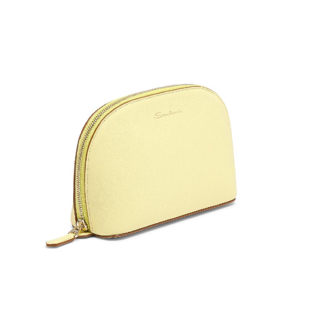 Santoni Pouch in pelle bottalata gialla In Linea