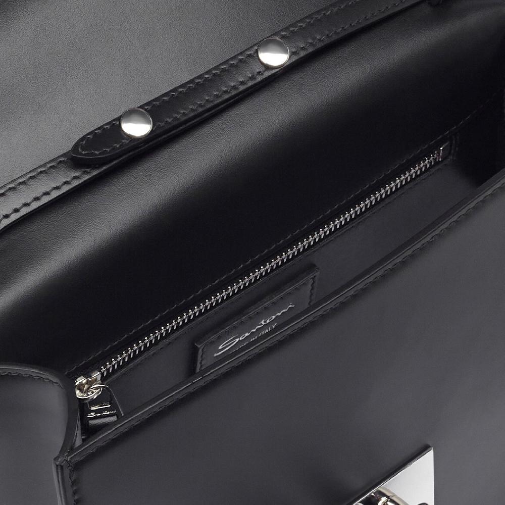Santoni Borsa a tracolla in pelle nera Soddisfazione Garantita