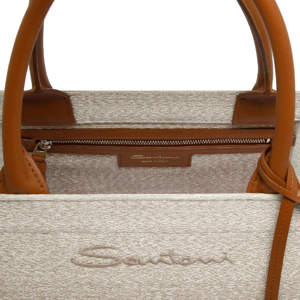 Santoni Shopping bag in tessuto beige Promozione Limitata