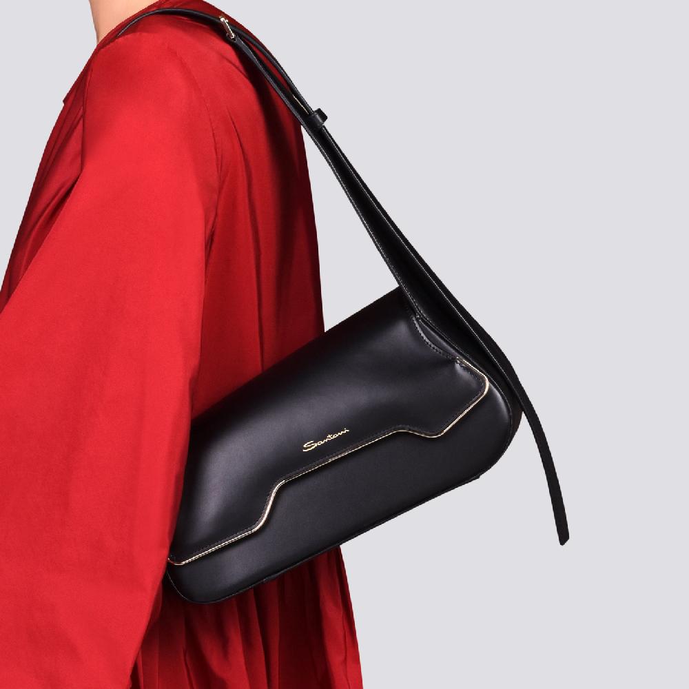 Santoni Borsa ThePluto in pelle nera Sottocosto