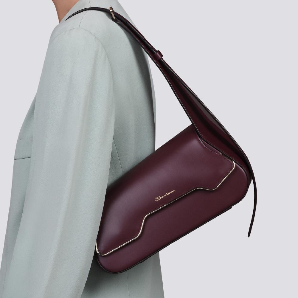 Santoni Borsa ThePluto in pelle bordeaux Presa