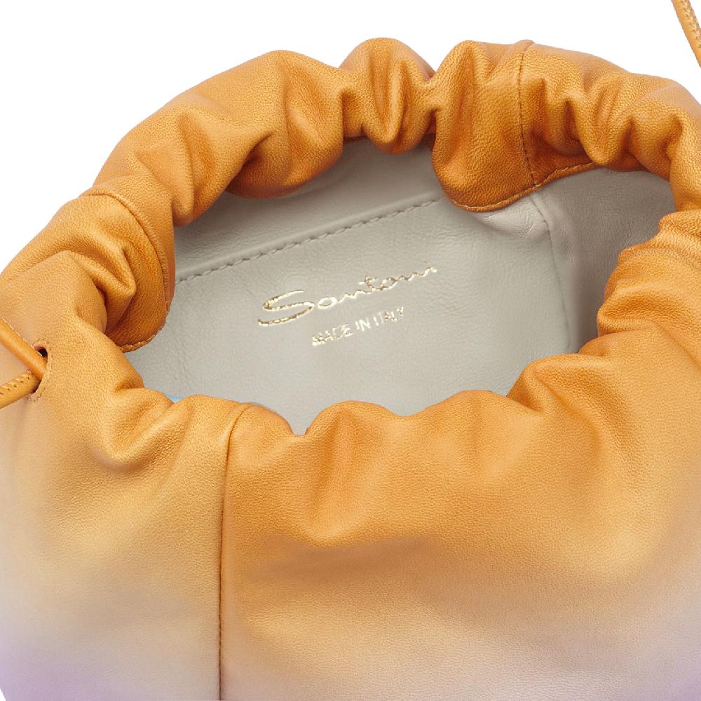 Santoni Borsa a secchiello in pelle lilla ed arancione Offerta