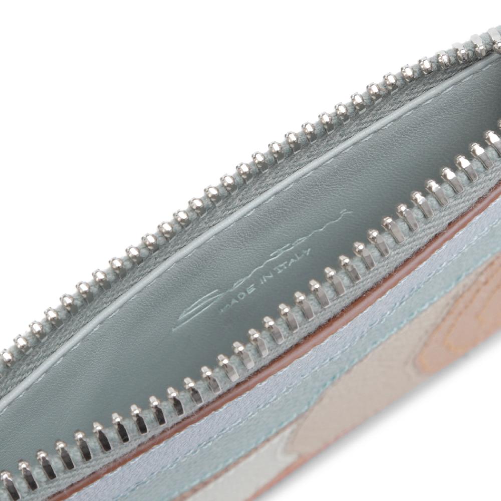 Santoni Porta monete in Saffiano azzurro Online
