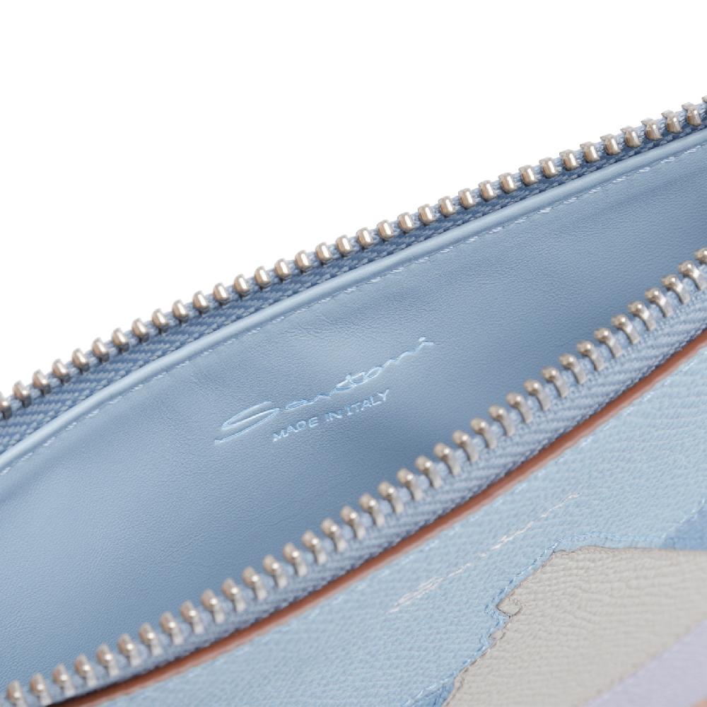 Santoni Pouch piccola in Saffiano azzurro Saldi