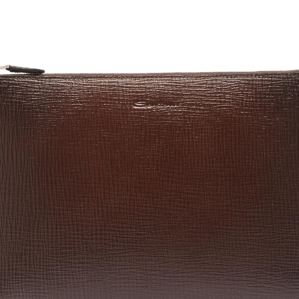 Santoni Pouch in pelle stampata testa di moro Hotsell