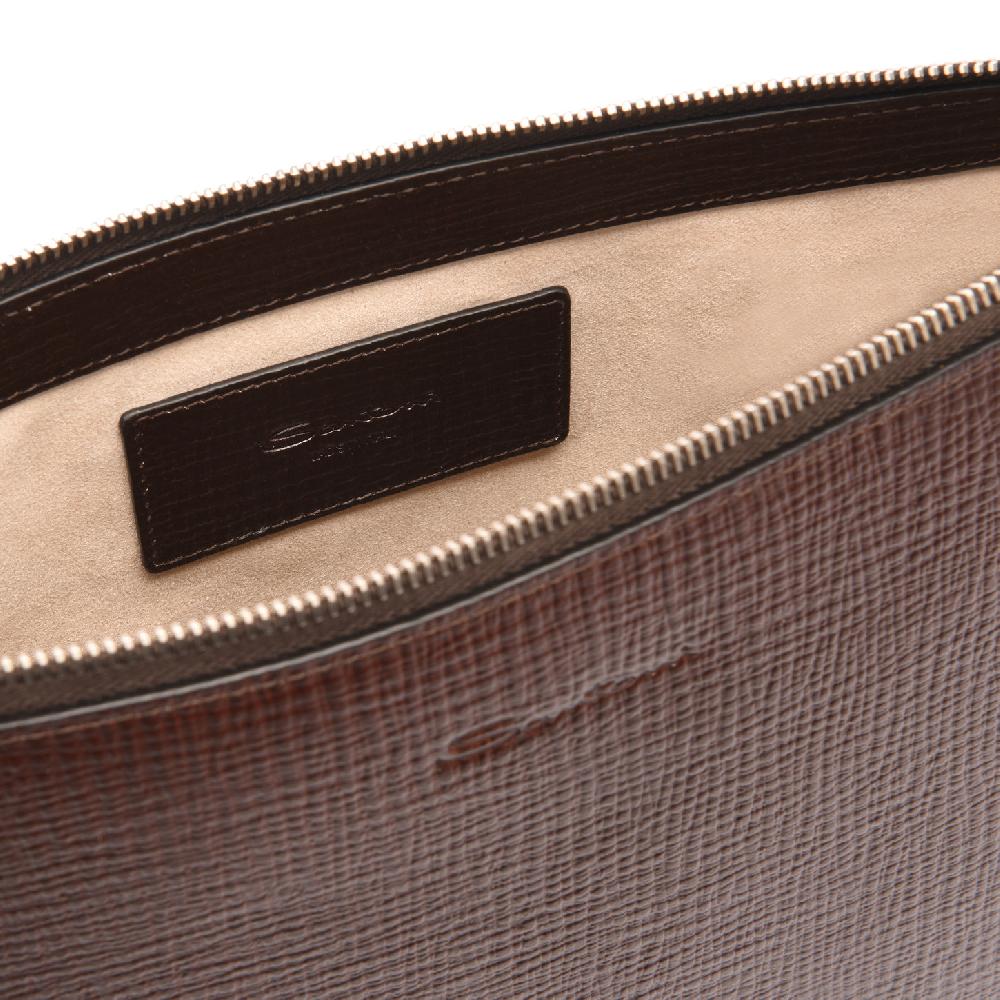 Santoni Pouch in pelle stampata testa di moro Hotsell