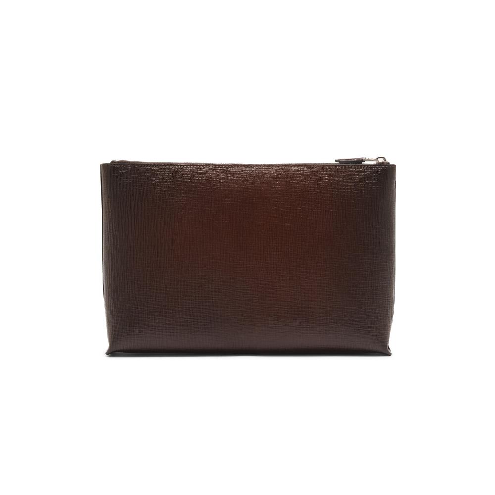 Santoni Pouch in pelle stampata testa di moro Hotsell