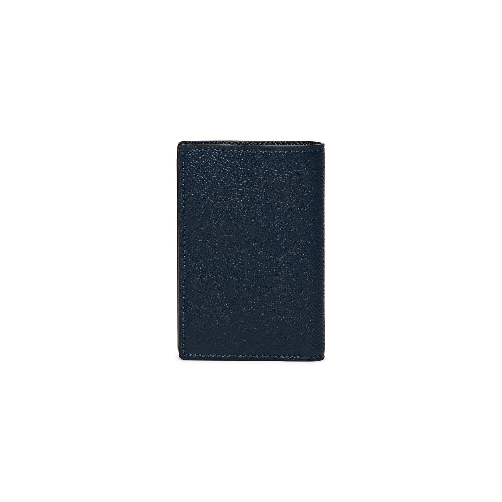 Santoni Portafoglio verticale in saffiano blu Vendita Calda
