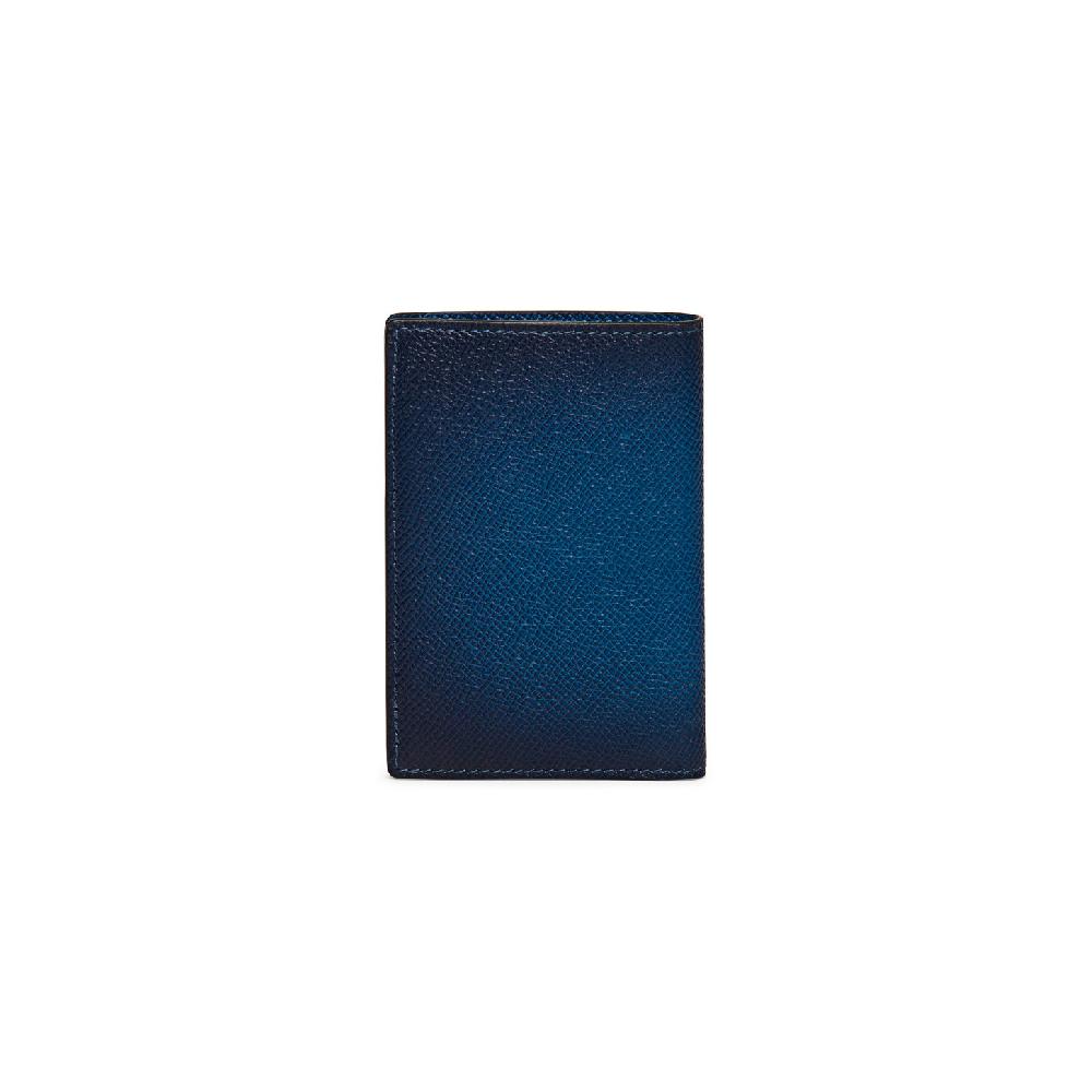 Santoni Portafoglio verticale in saffiano blu Vendita Economica