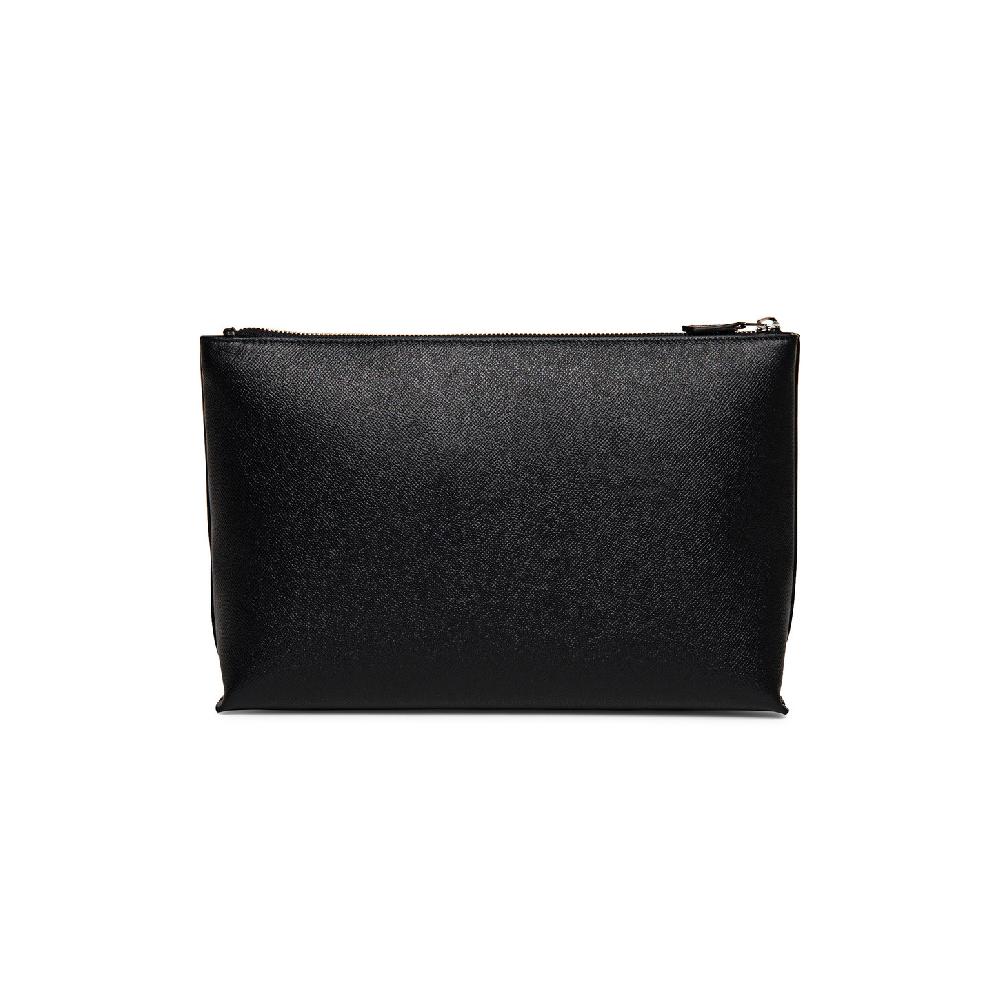 Santoni Pouch in saffiano nero In Saldo