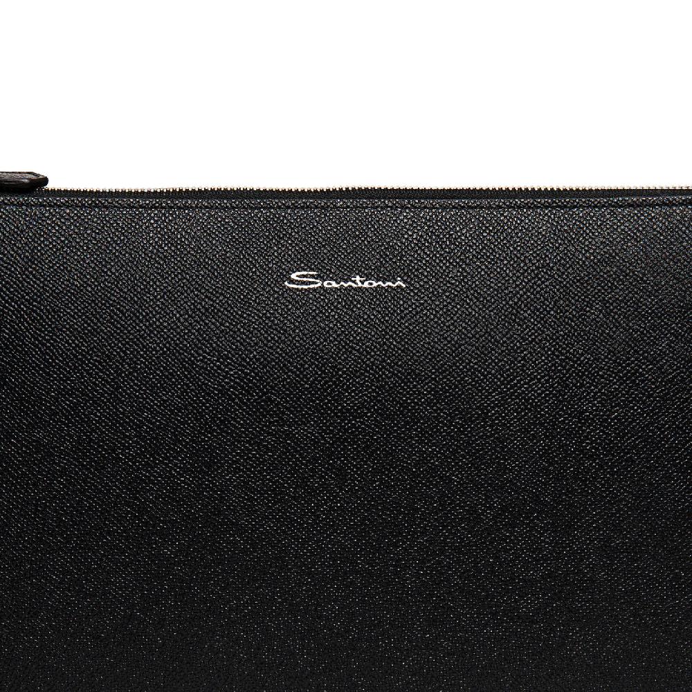 Santoni Pouch in saffiano nero In Saldo