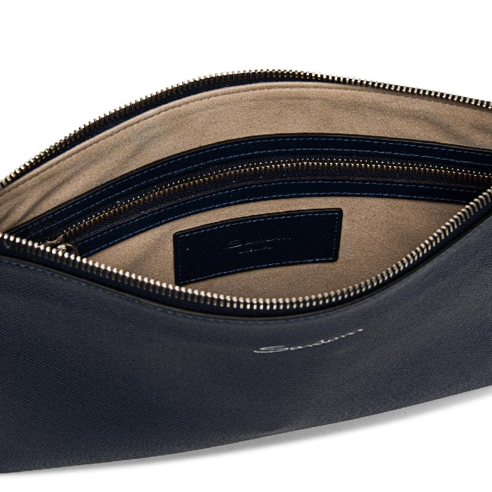 Santoni Pouch in saffiano blu Moda