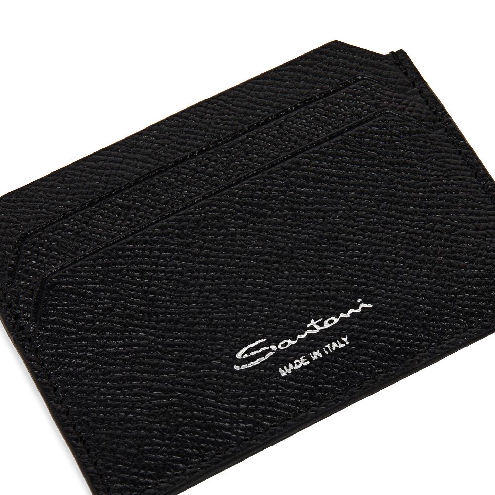 Santoni Porta carte di credito in saffiano nero 2025