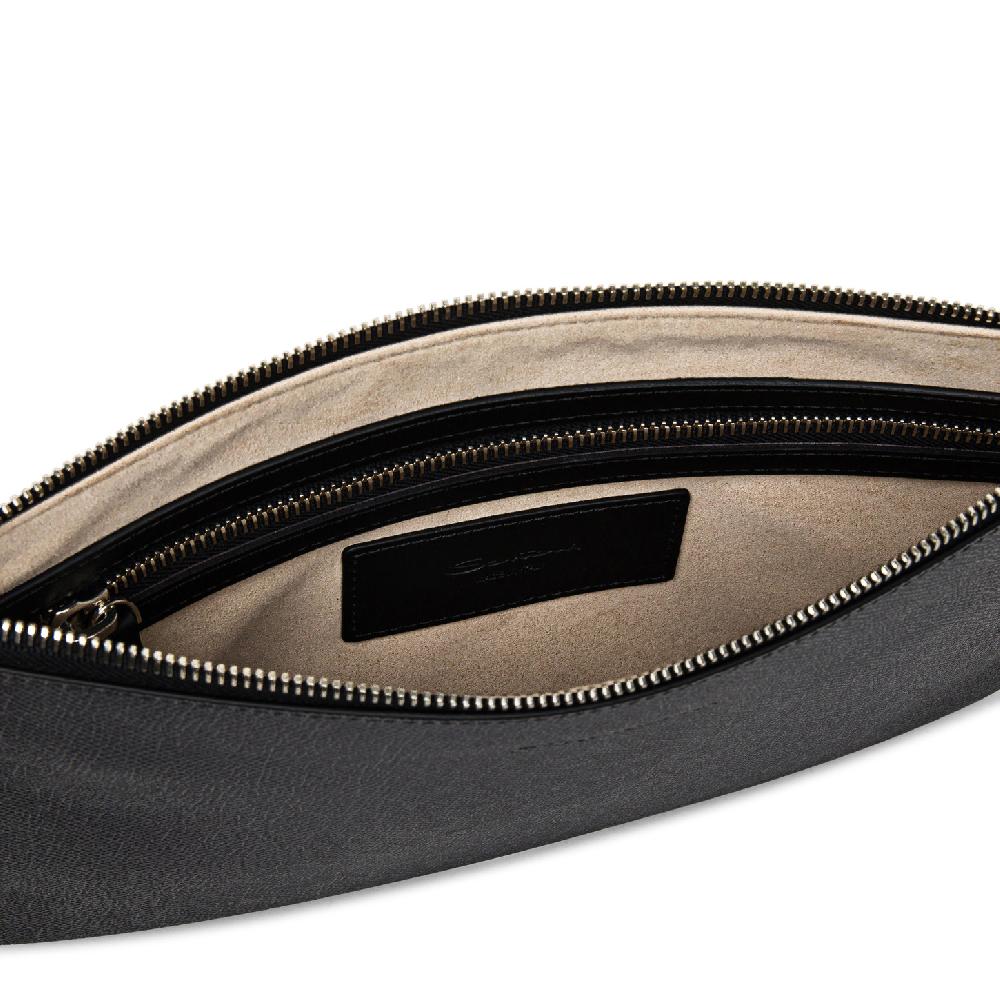 Santoni Pouch in saffiano grigio Italy