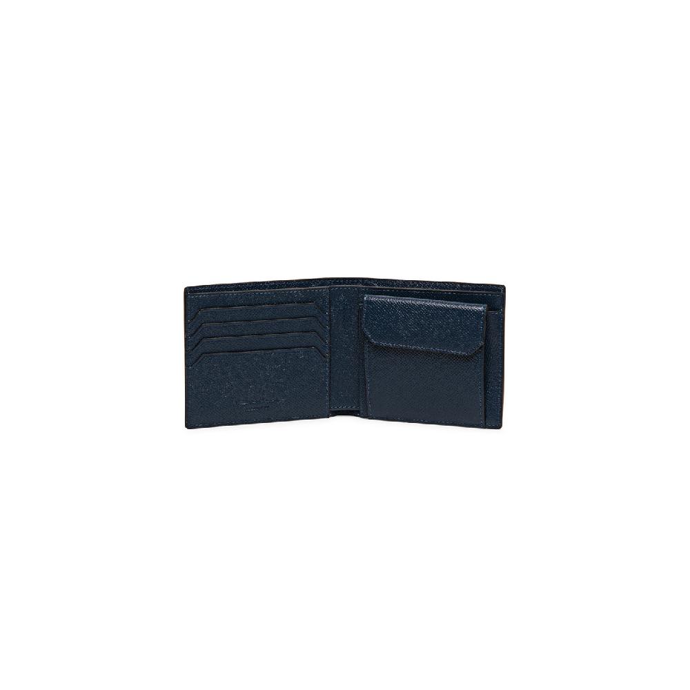 Santoni Portafoglio con porta monete in saffiano blu 2025