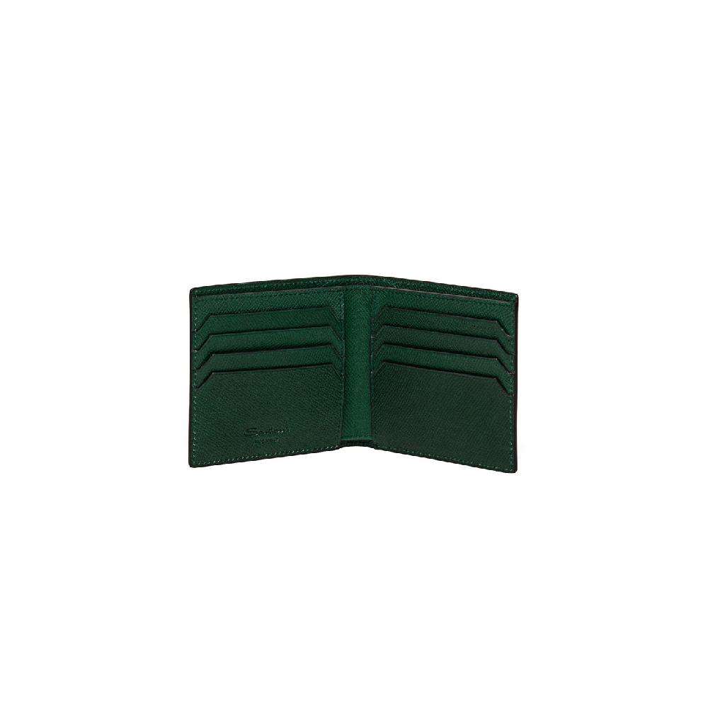 Santoni Portafoglio in saffiano verde Nuovo